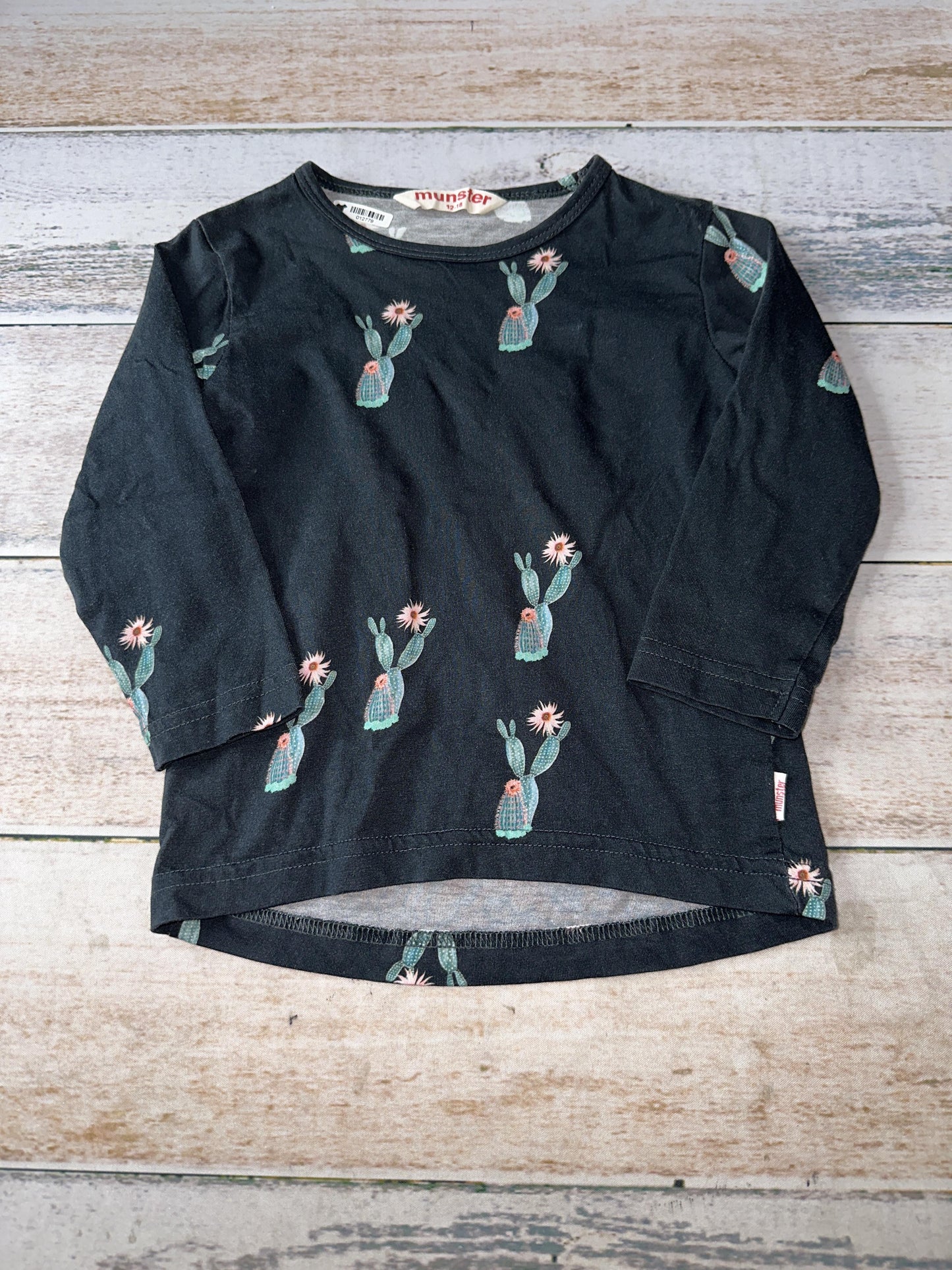 Munster Girls Black | Cactus Long Sleeve T-Shirt Size: 12-18 months Black | Cactus