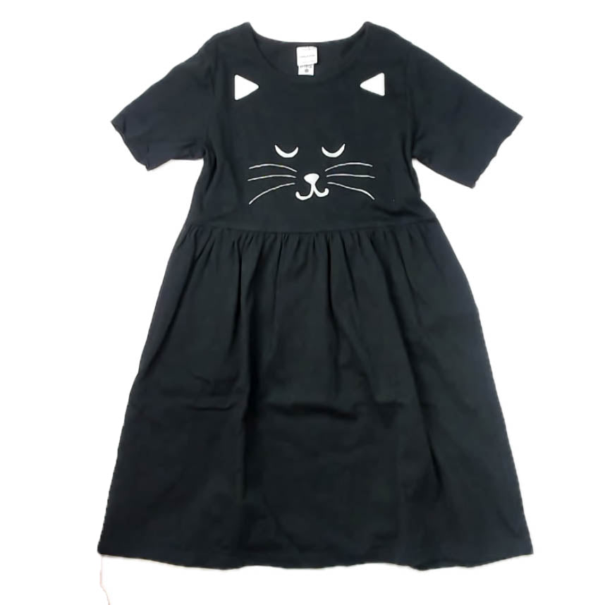 Hanna Andersson Girls Black Cat Dress Size: 12 Years Black Cat
