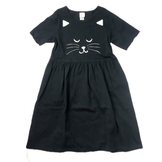 Hanna Andersson Girls Black Cat Dress Size: 12 Years Black Cat
