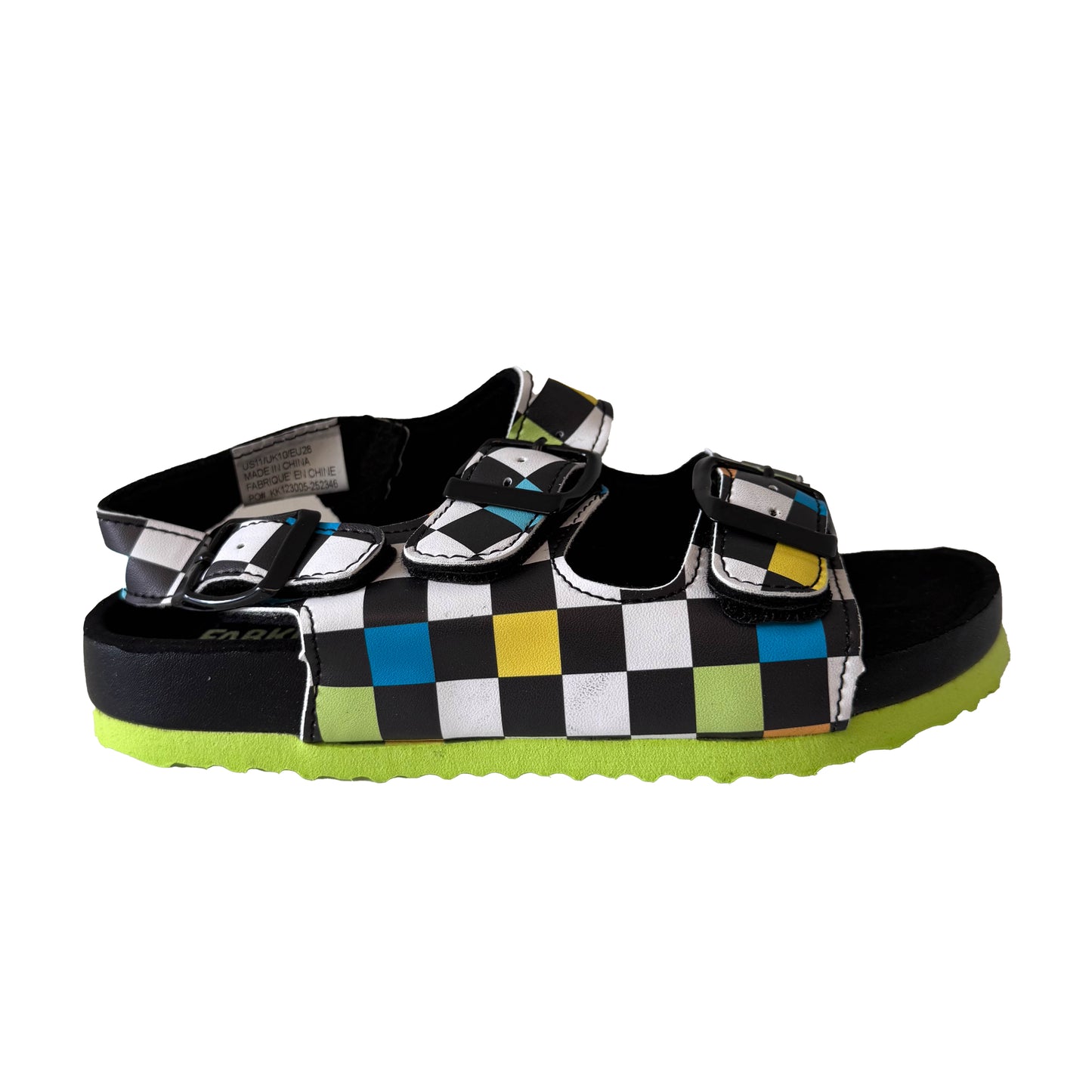 Fabkids Boys Black Check Sandals Size: 11 Toddler Black Check