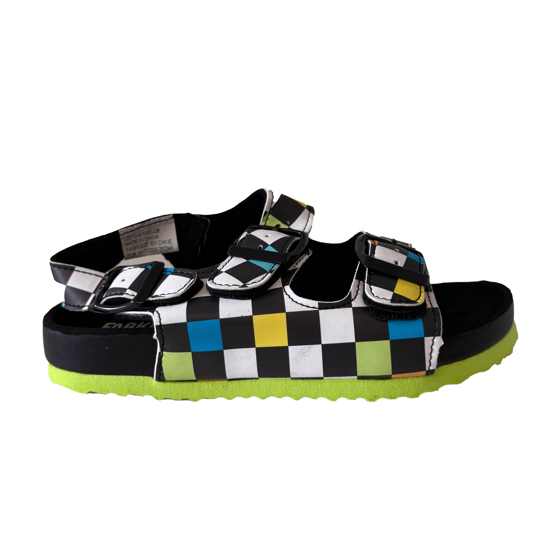 Fabkids Boys Black Check Sandals Size: 11 Toddler Black Check