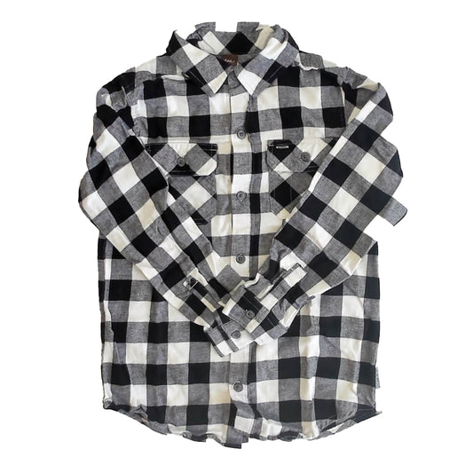 Tea Collection Boys Black Check Button Down Long Sleeve Size: 12 Years Black Check