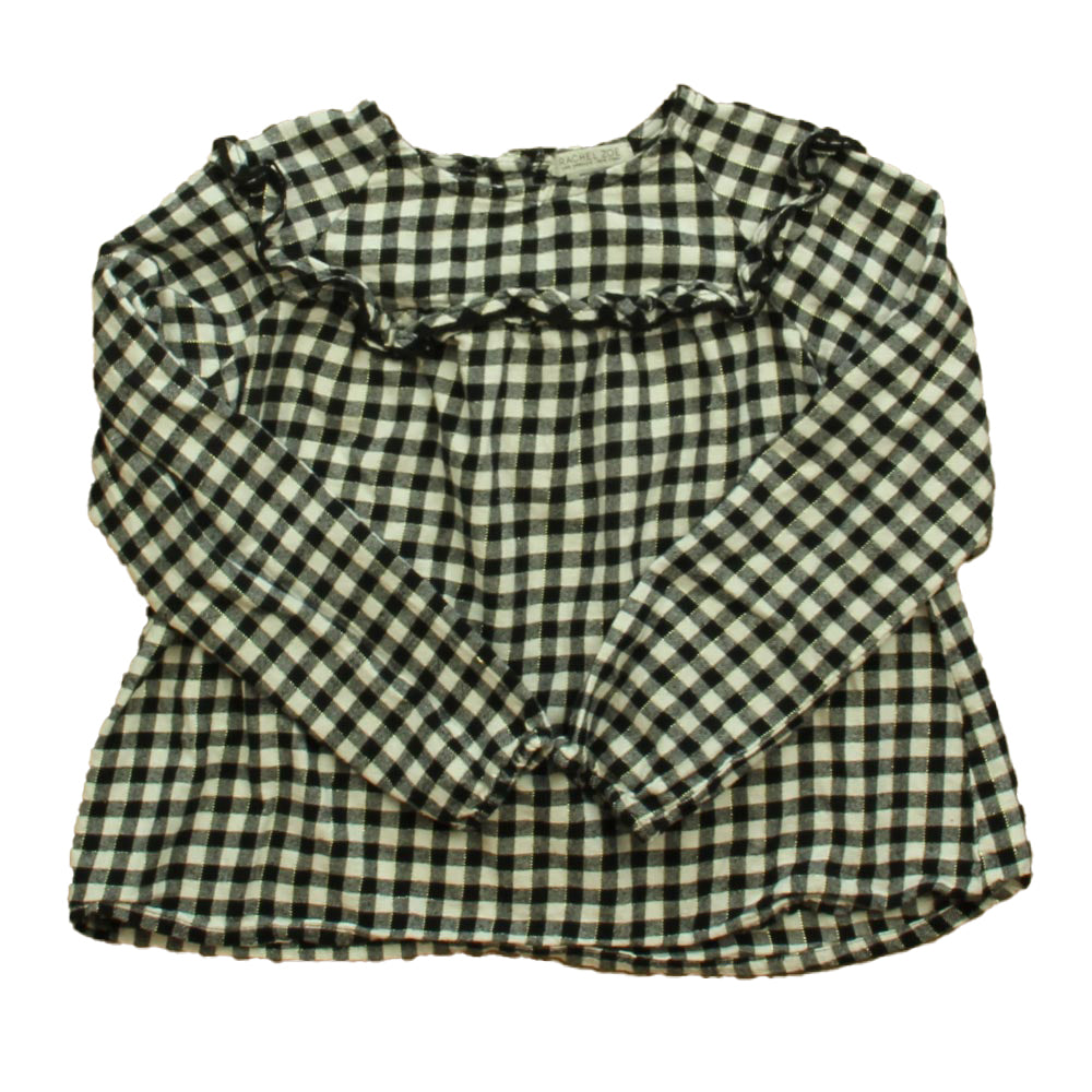 Rachel Zoe Girls Black Check Blouse Size: 10-12 Years Black Check