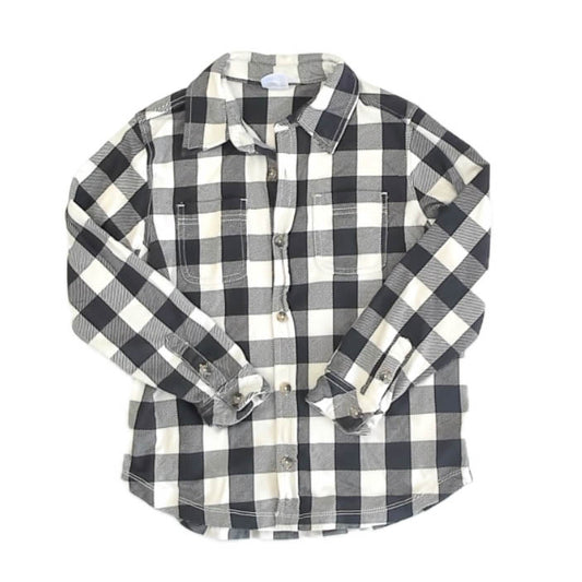 Hanna Andersson Boys Black Check Button Down Long Sleeve Size: 6-7 Years Black Check