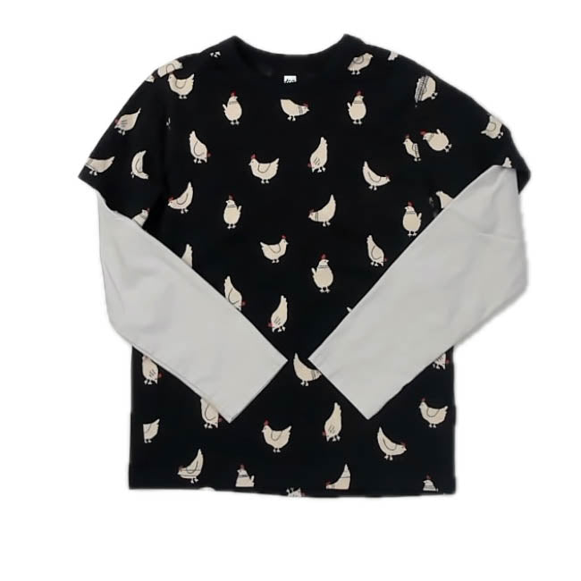 Tea Collection Boys Black Chickens Long Sleeve T-Shirt Size: 7 Years Black Chickens