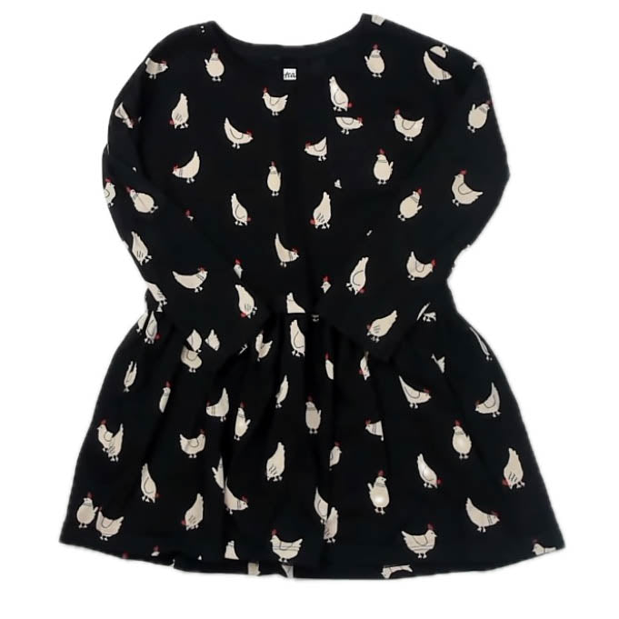 Tea Collection Girls Black Chickens Dress Size: 5T Black Chickens