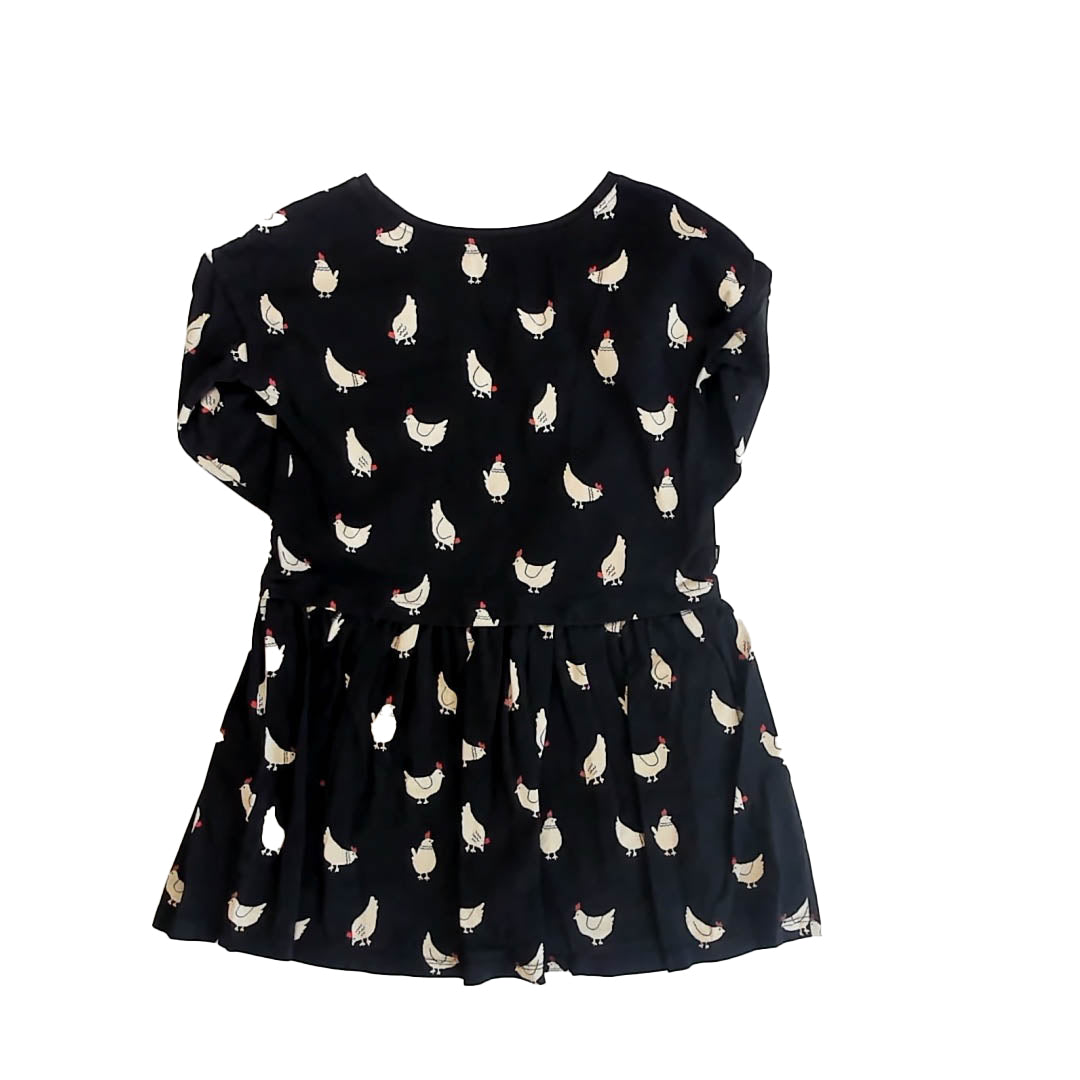 Tea Collection Girls Black Chickens Dress Size: 6 Years Black Chickens