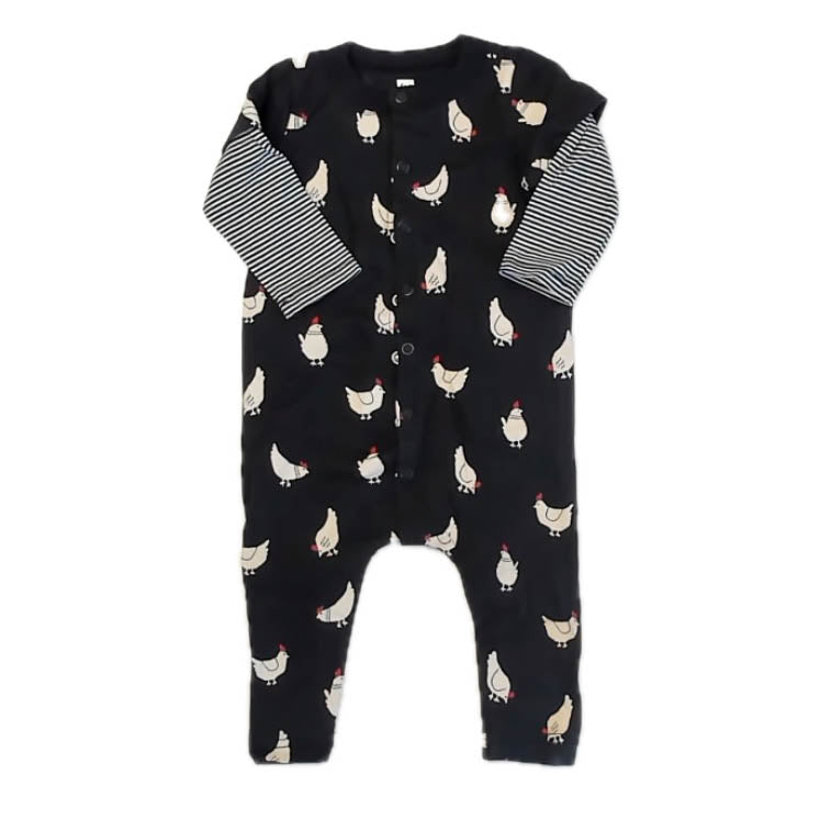 Tea Collection Boys Black Chickens Long Sleeve Outfit Size: 6-9 Months Black Chickens