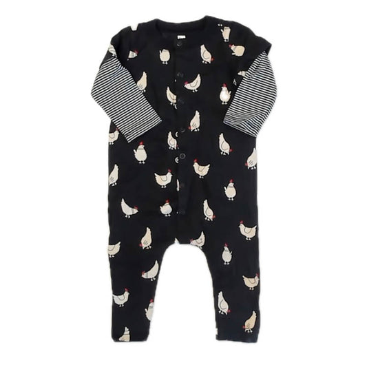 Tea Collection Boys Black Chickens Long Sleeve Outfit Size: 6-9 Months Black Chickens