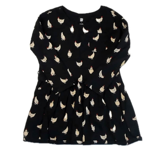 Tea Collection Girls Black Chickens Dress Size: 7 Years Black Chickens