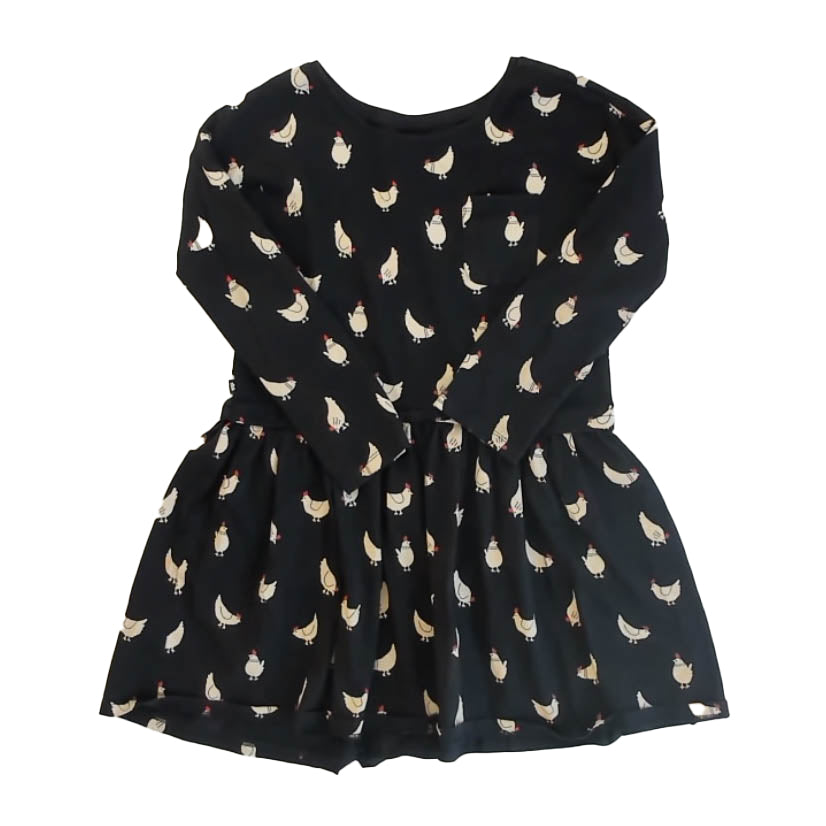 Tea Collection Girls Black Chickens Dress Size: 10 Years Black Chickens
