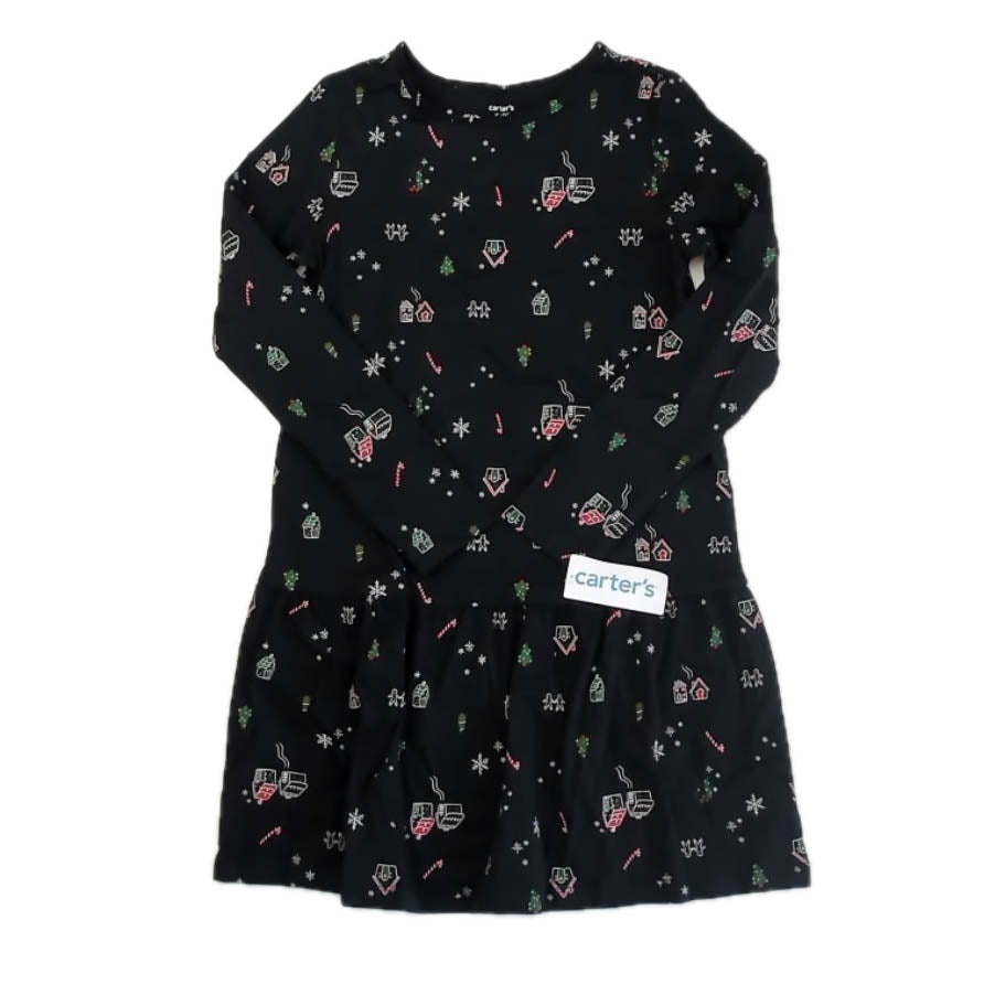 Carter's Girls Black Christmas Trees Dress Size: 12 Years Black Christmas Trees