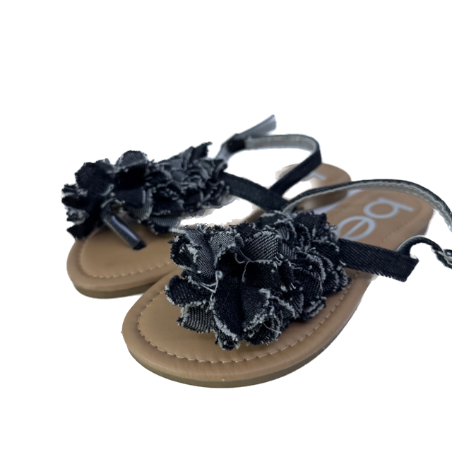 Bebe Girls Black Denim Sandals Size: 1 Youth Black Denim