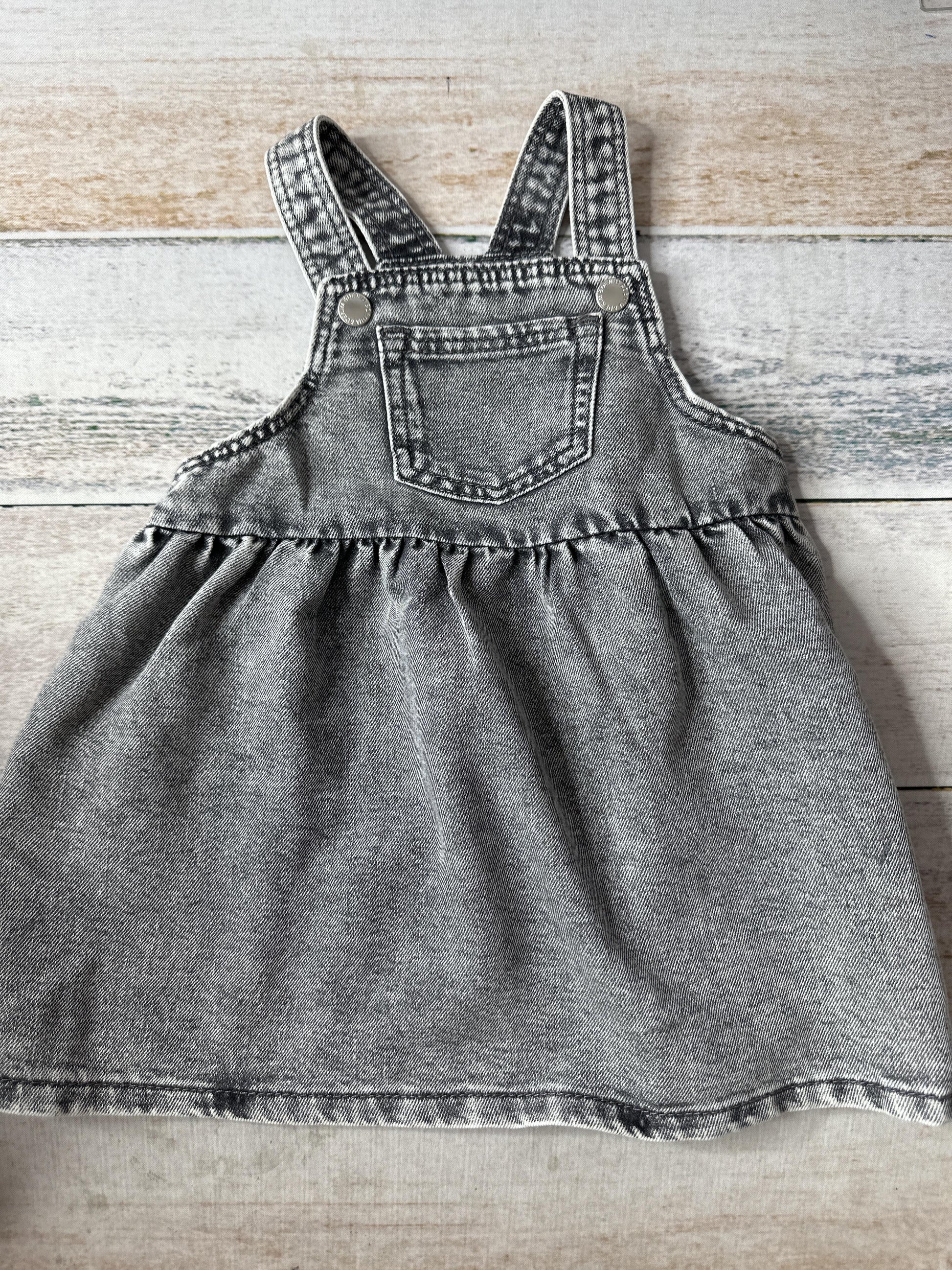 H&M Girls Black | Denim Dress Size: 6-9 months Black | Denim