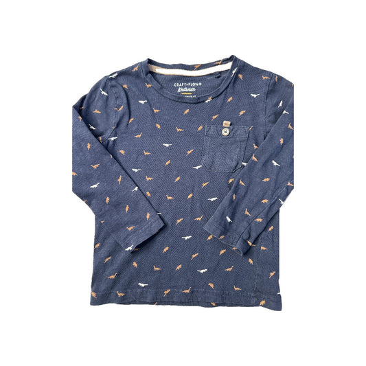 Craft+Flow Boys Black | Dinosaur Long Sleeve Shirt Size: 3T Black | Dinosaur
