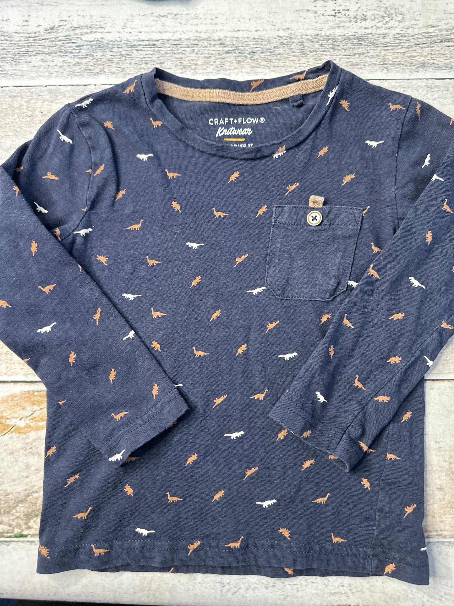 Craft+Flow Boys Black | Dinosaur Long Sleeve Shirt Size: 3T Black | Dinosaur