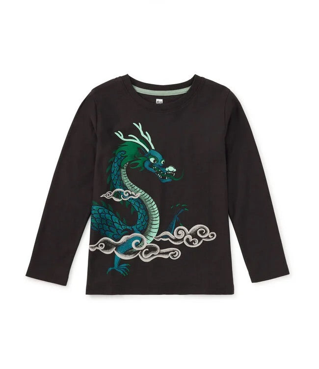 Tea Collection Boys Black Dragon Long Sleeve T-Shirt Size: 5T Black Dragon