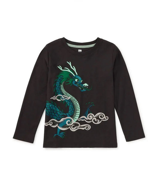 Tea Collection Boys Black Dragon Long Sleeve T-Shirt Size: 5T Black Dragon
