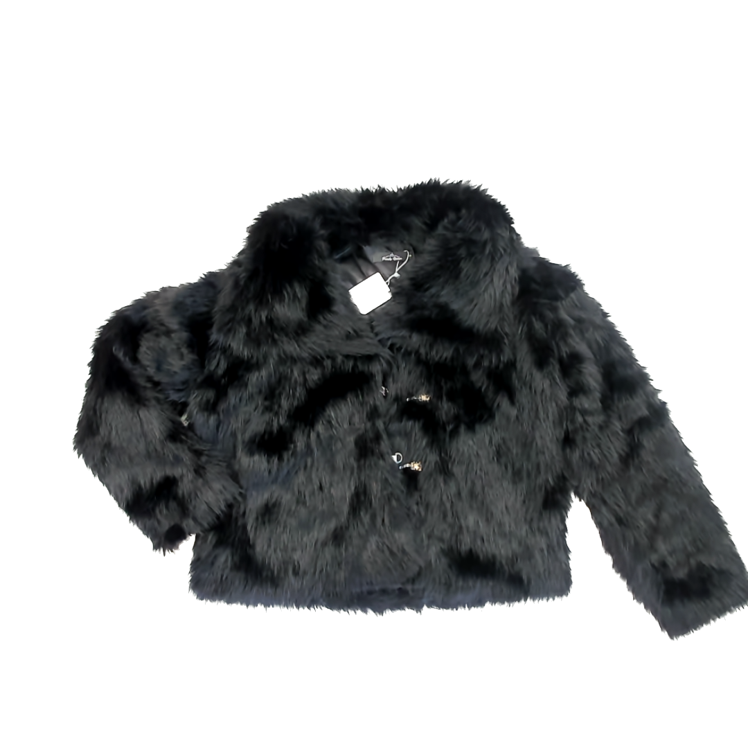 Trendy Queen Girls Black Faux Fur Jacket Size: Small Black Faux Fur
