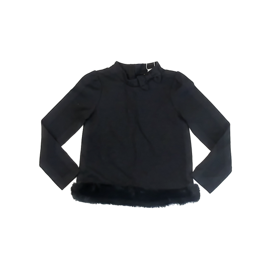 Janie and Jack Girls Black Faux Fur Shirt Size: 6 Years Black Faux Fur