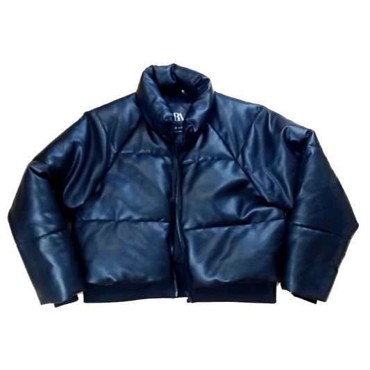Zara Girls Black Faux Leather Winter Coat Size: 11-12 Years Black Faux Leather