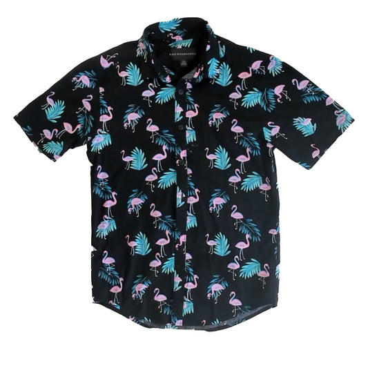 No Boundaries Boys Black Flamingos Button Down Short Sleeve Size: Junior XS Black Flamingos