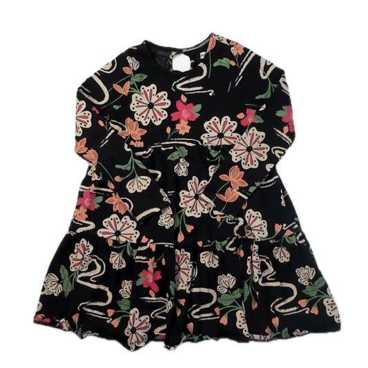 Tea Collection Girls Black Floral Dress Size: 7 Years Black Floral