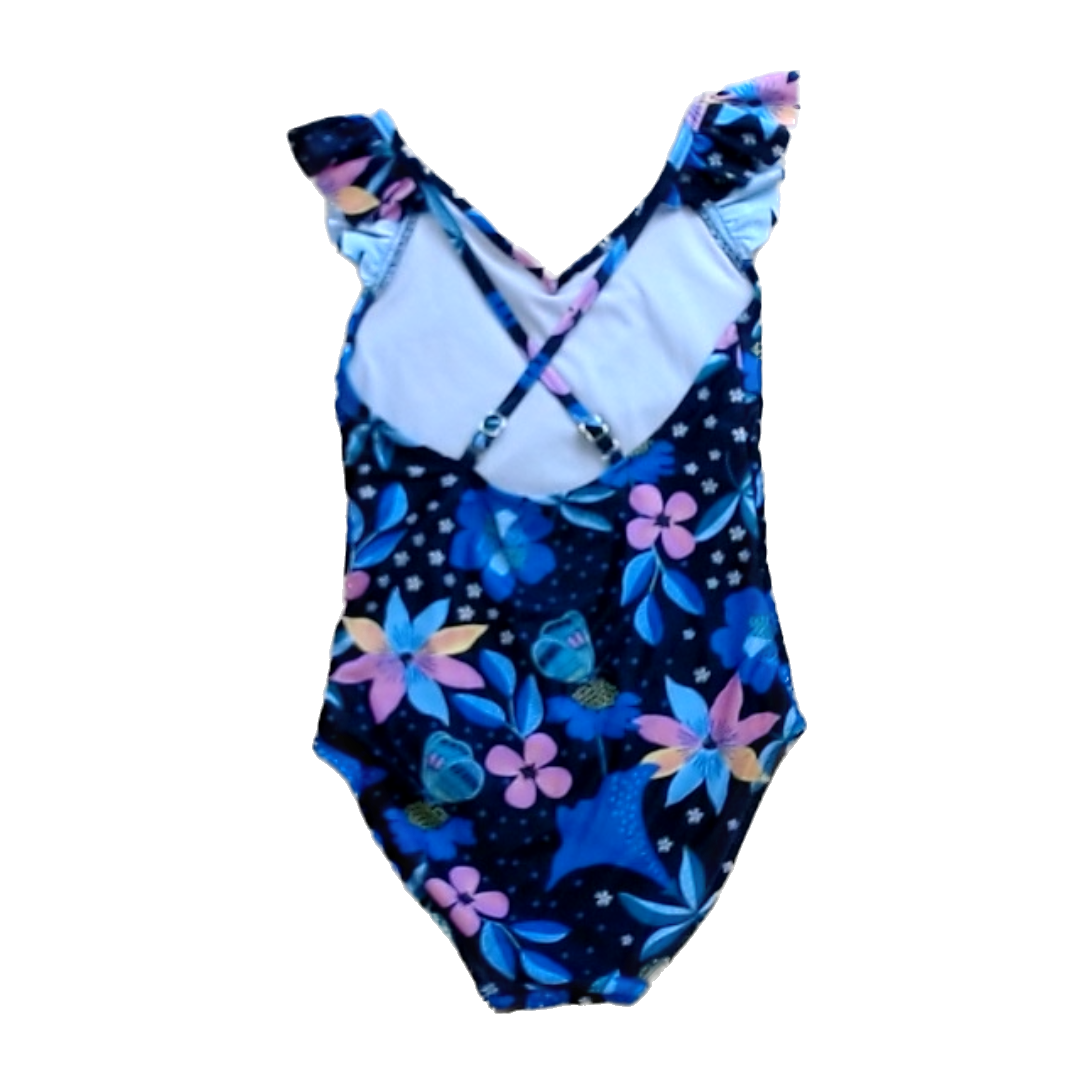 Tea Collection Girls Black | Floral 1-piece Swimsuit Size: 8 Years Black | Floral