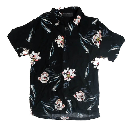 No Boundaries Boys Black Floral Button Down Short Sleeve Size: Junior S Black Floral
