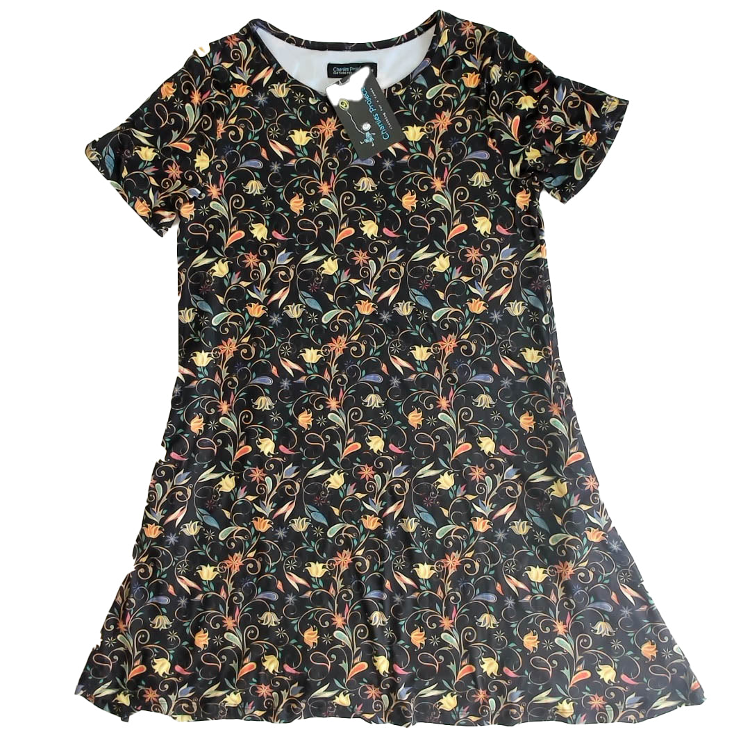 Charlies Project Girls Black Floral Dress Size: Adult S Black Floral