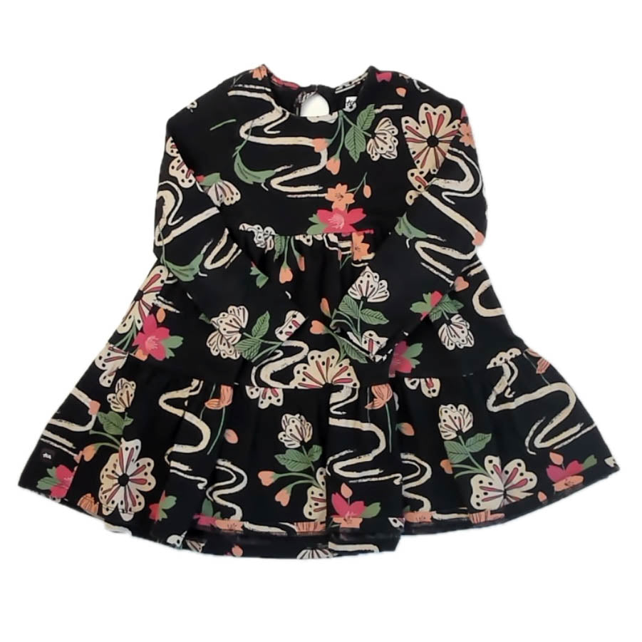 Tea Collection Girls Black Floral Dress Size: 4T Black Floral