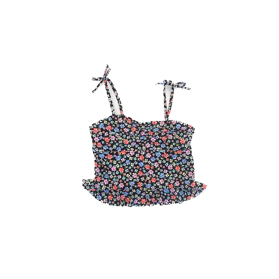 Cat & Jack Girls Black Floral Swimwear Size: 10-12 Years Black Floral