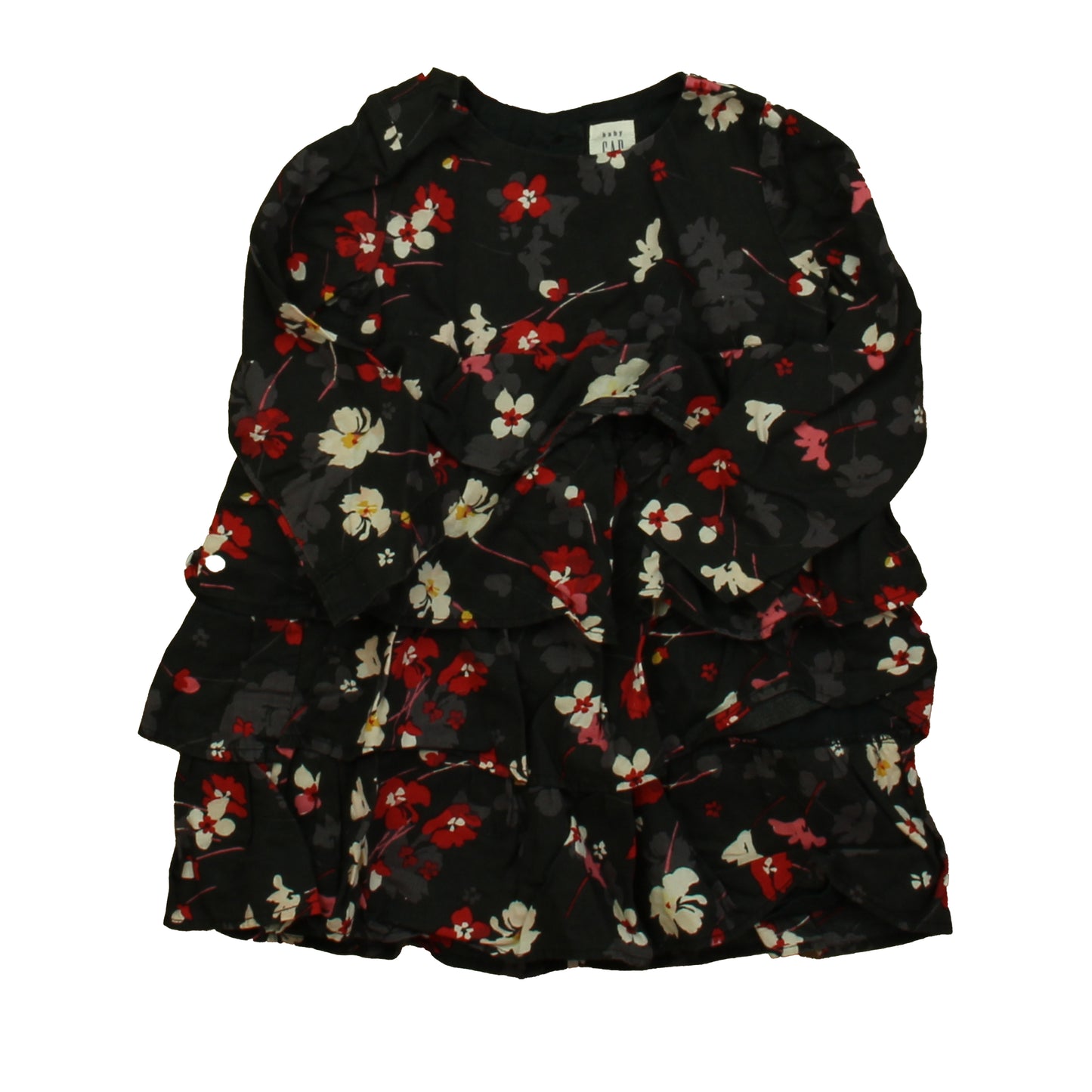 Gap Girls Black Floral Dress Size: 2T Black Floral