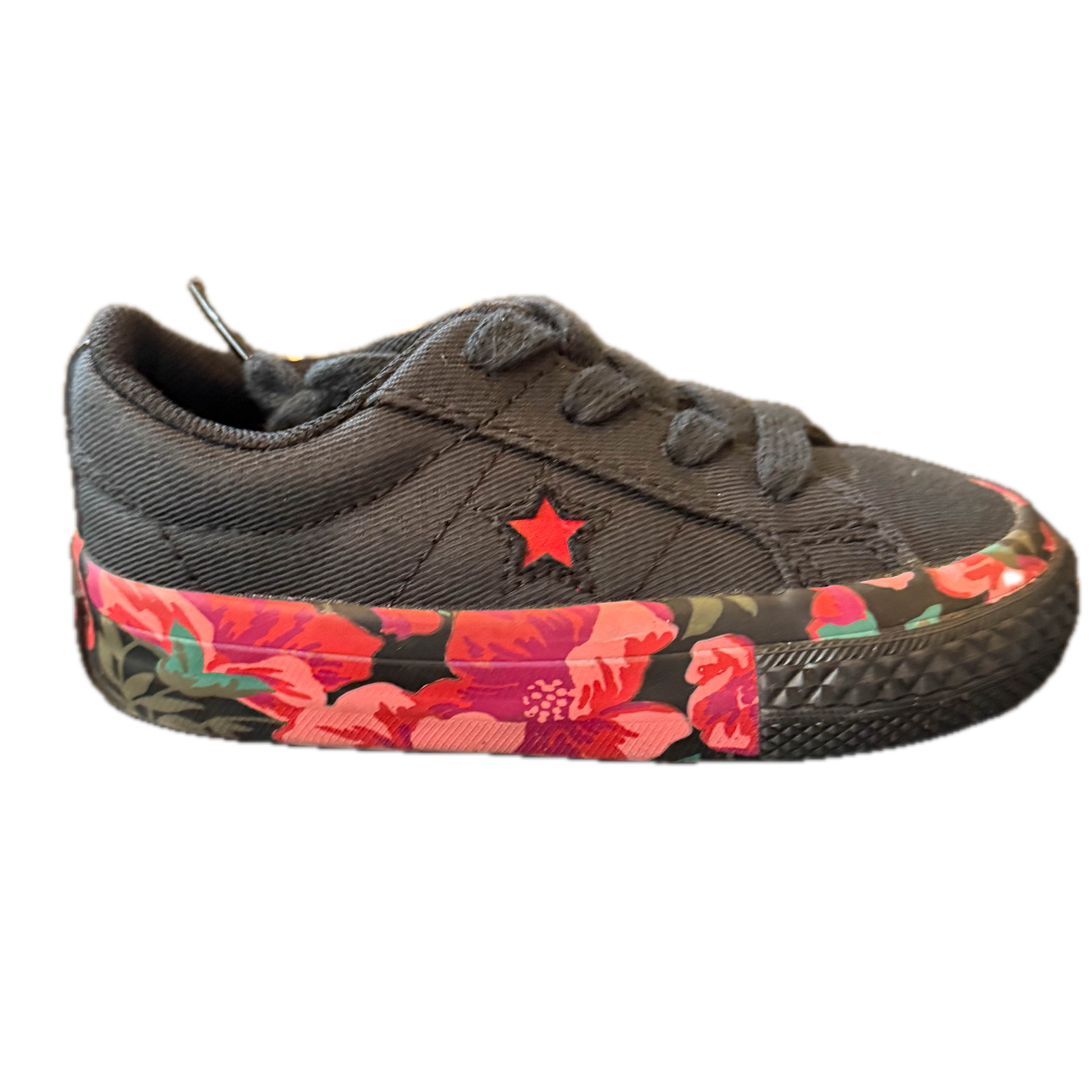 Converse Girls Black Floral Sneakers Size: 5 Toddler Black Floral