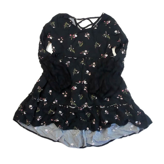 Art Class Girls Black Floral Romper Size: 7-8 Years Black Floral