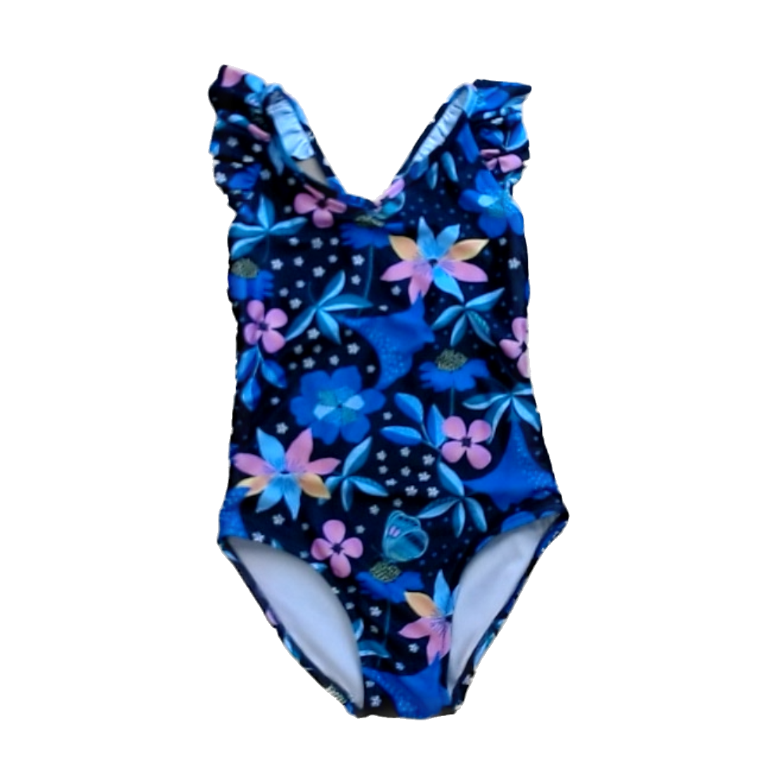 Tea Collection Girls Black | Floral 1-piece Swimsuit Size: 8 Years Black | Floral