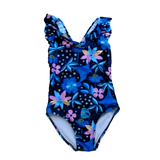 Tea Collection Girls Black | Floral 1-piece Swimsuit Size: 8 Years Black | Floral