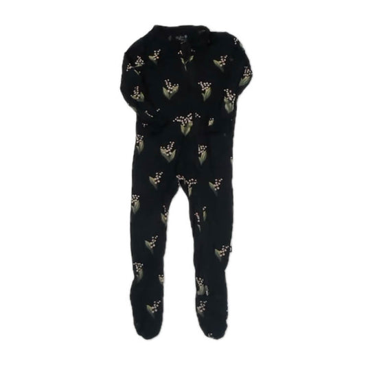 Kyte Girls Black Floral 1-piece footed Pajamas Size: 6-12 Months Black Floral