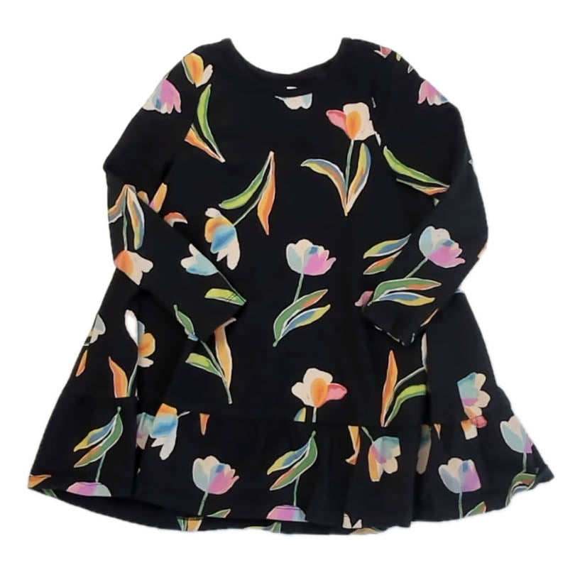 Tea Collection Girls Black Floral Dress Size: 4T Black Floral