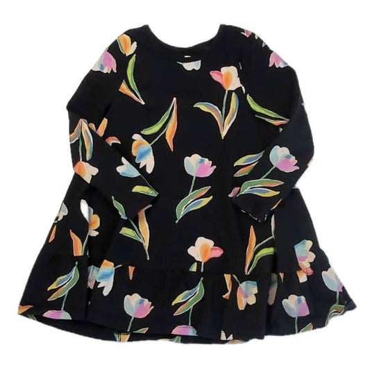 Tea Collection Girls Black Floral Dress Size: 4T Black Floral