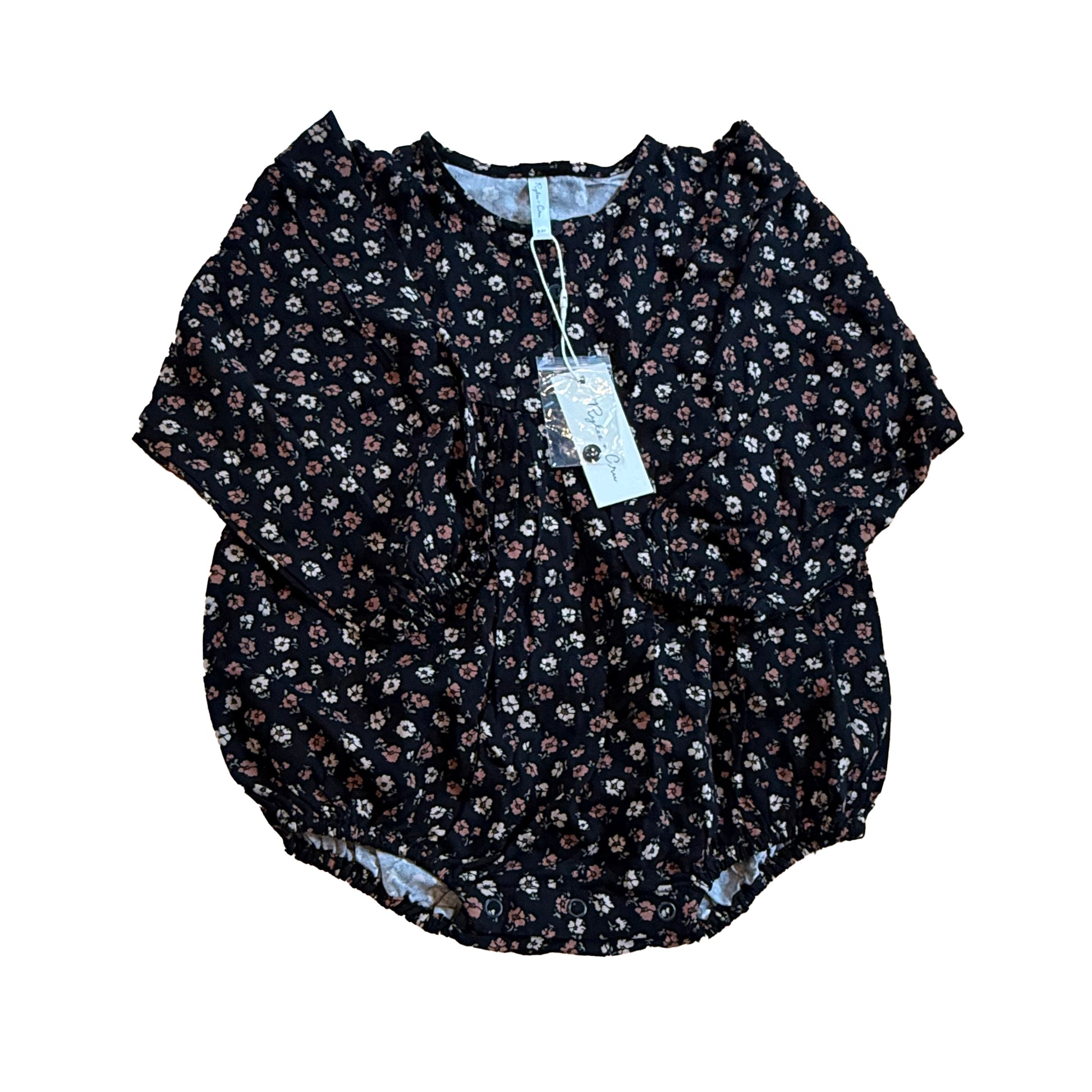 Rylee + Cru Girls Black Floral Romper Size: 2-3T Black Floral