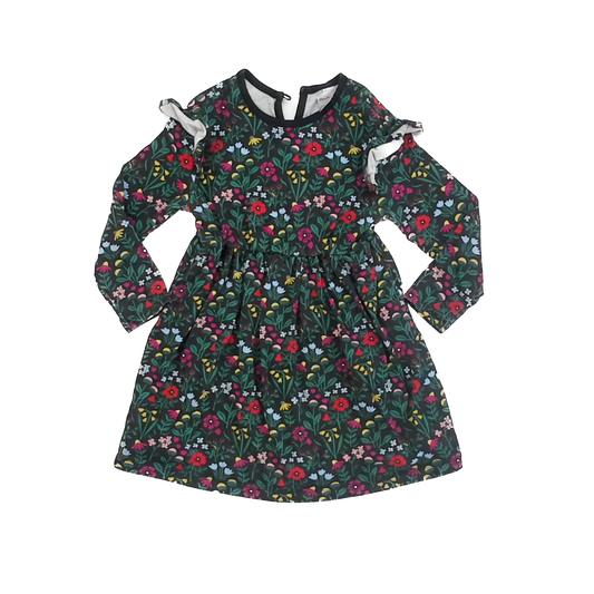 Hanna Andersson Girls Black Floral Dress Size: 5T Black Floral