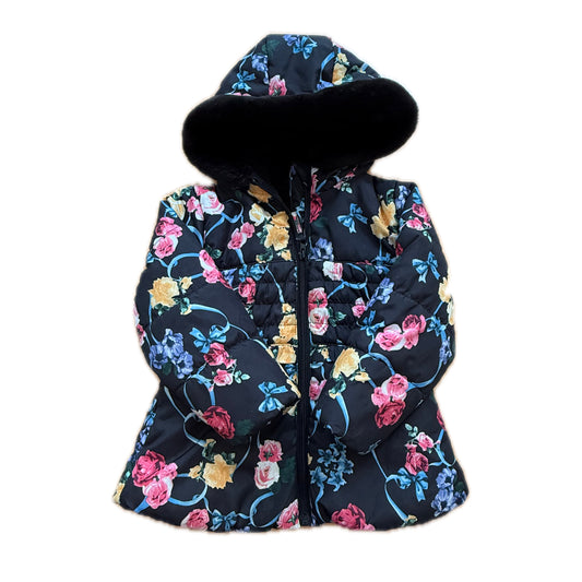 Rothchild Girls Black Floral Winter Coat Size: 24 Months Black Floral