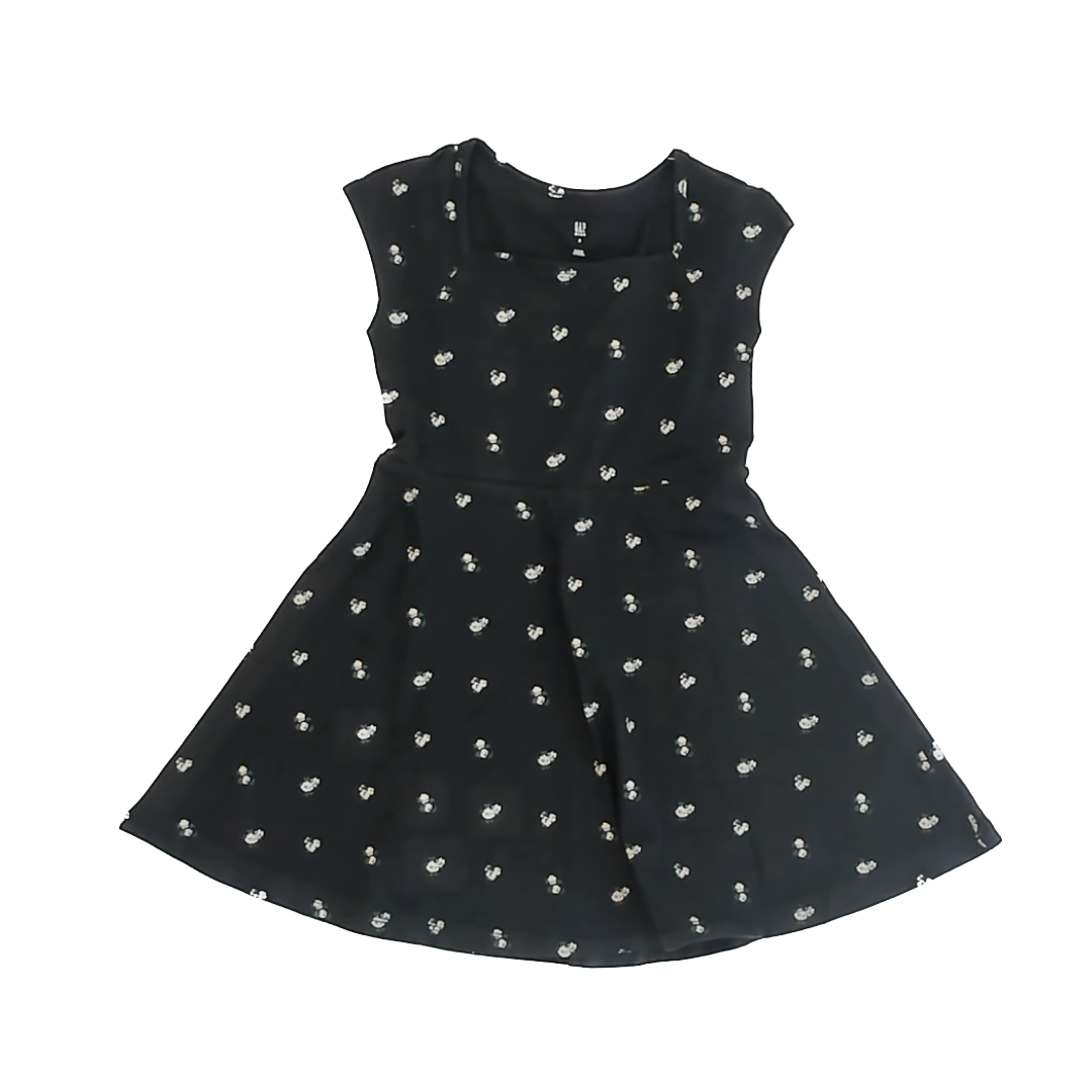 Gap Girls Black Floral Dress Size: 6-7 Years Black Floral