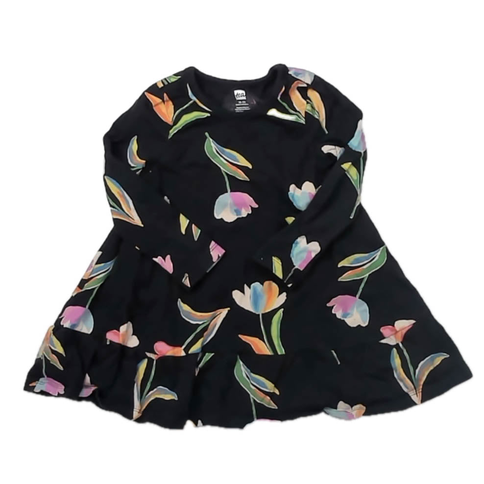 Tea Collection Girls Black Floral Dress Size: 18-24 Months Black Floral