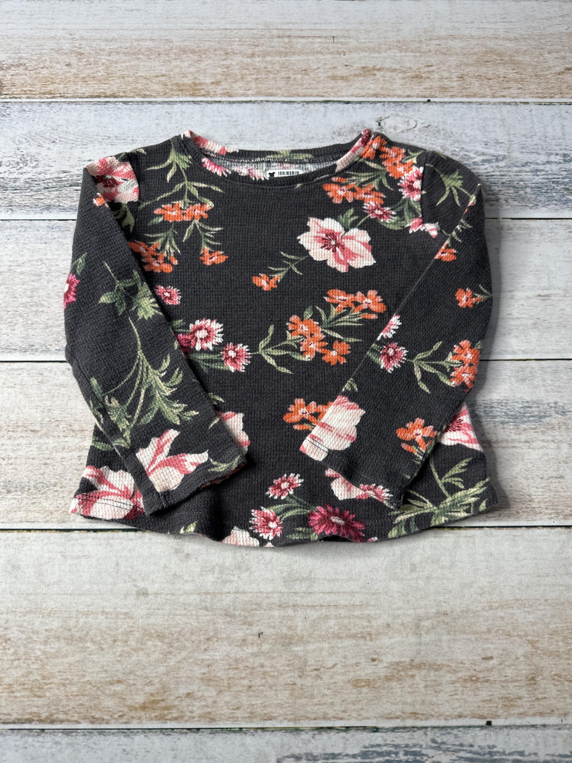 Gap Girls Black | Flowers | pink Long Sleeve Shirt Size: 3T Black | Flowers | pink