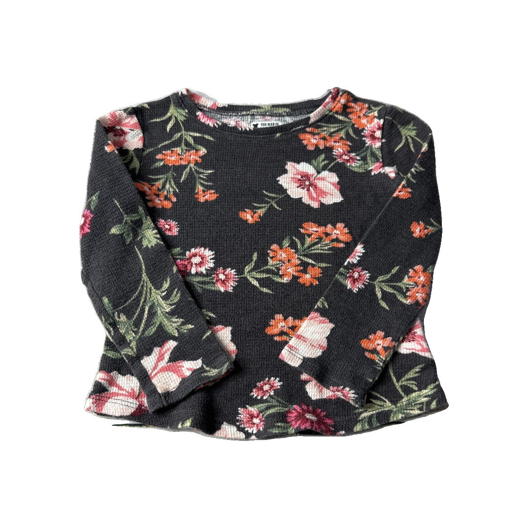 Gap Girls Black | Flowers | pink Long Sleeve Shirt Size: 3T Black | Flowers | pink