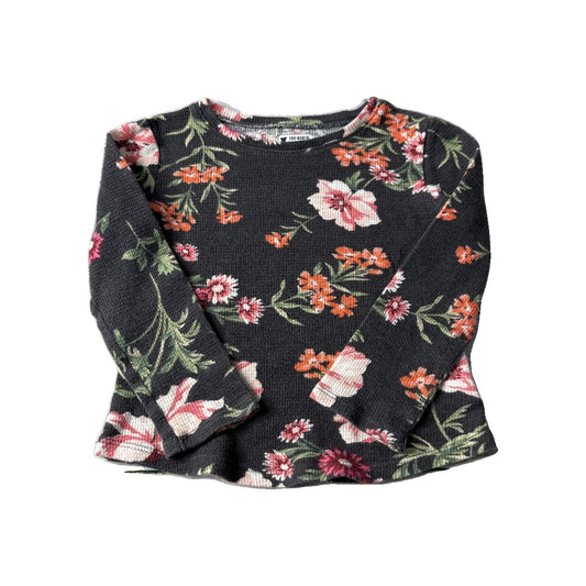 Gap Girls Black | Flowers | pink Long Sleeve Shirt Size: 3T Black | Flowers | pink