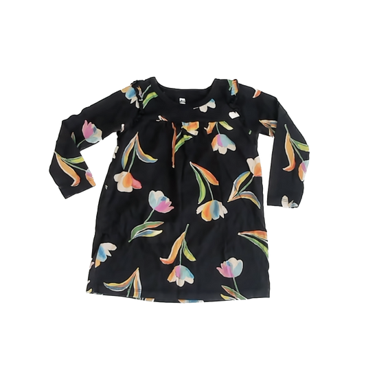 Tea Collection Girls Black | Flowers Dress Size: 2T Black | Flowers