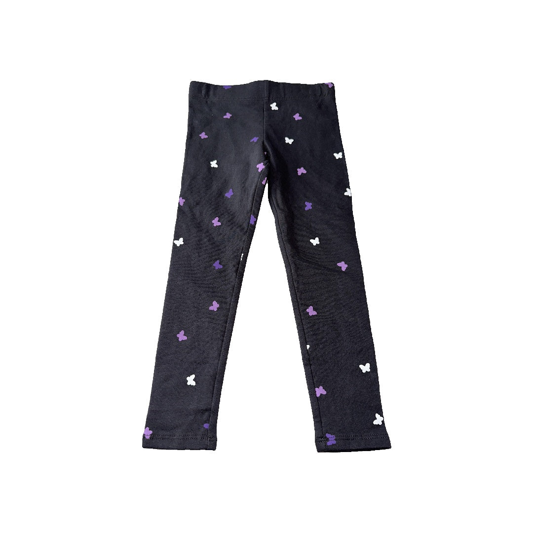 H&M Girls Black | Flowers Pants Size: 3T Black | Flowers